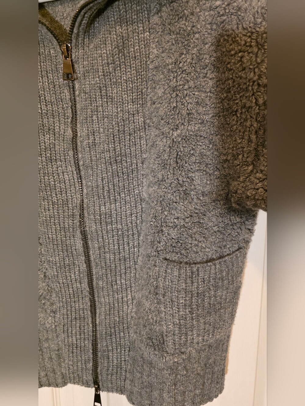 John + Jenn Cozy Gray Zip-Up Knit Jacket Cardigan with Pockets - Picture 4 of 11